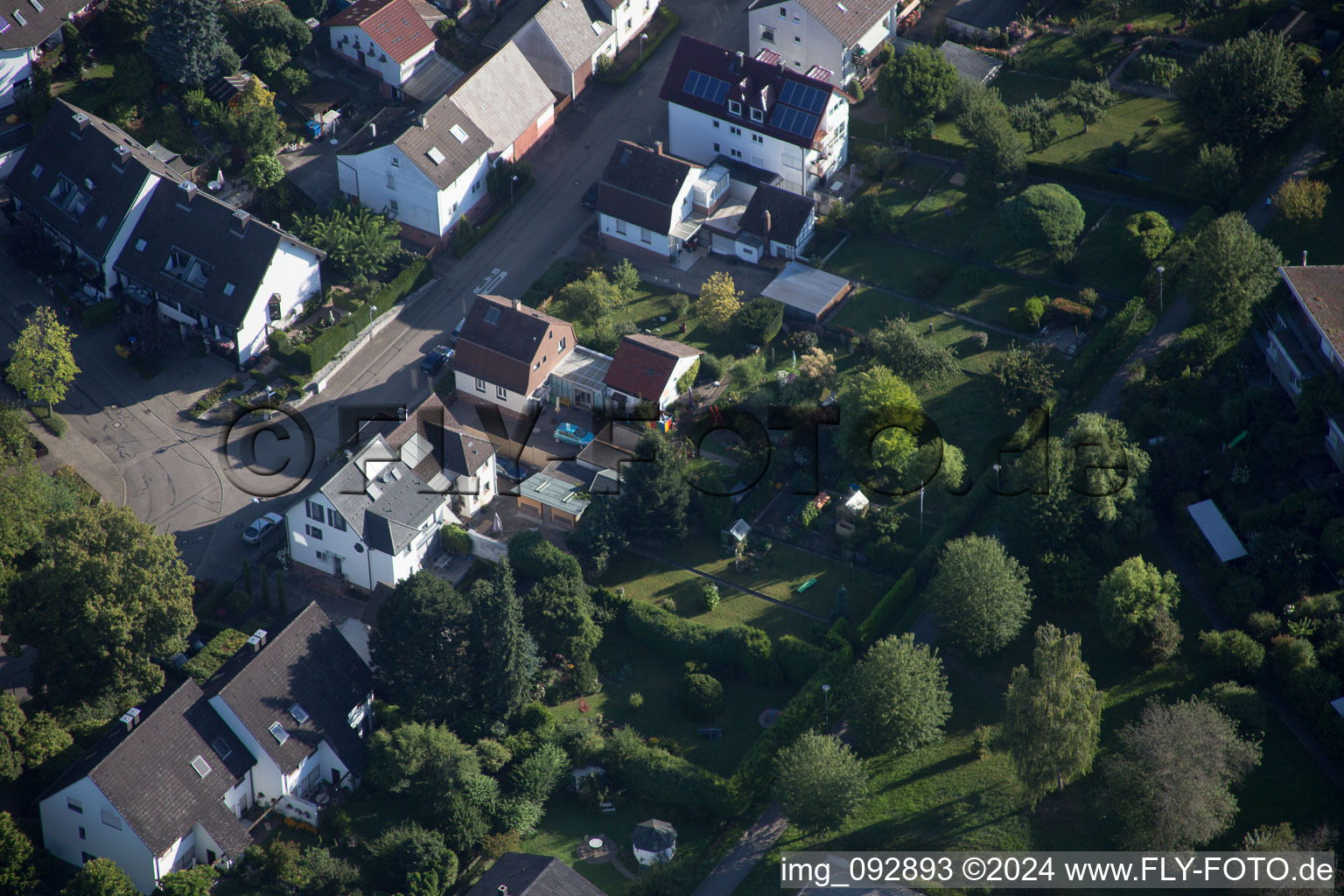 Aerial view of New way in the district Hohenwettersbach in Karlsruhe in the state Baden-Wuerttemberg, Germany