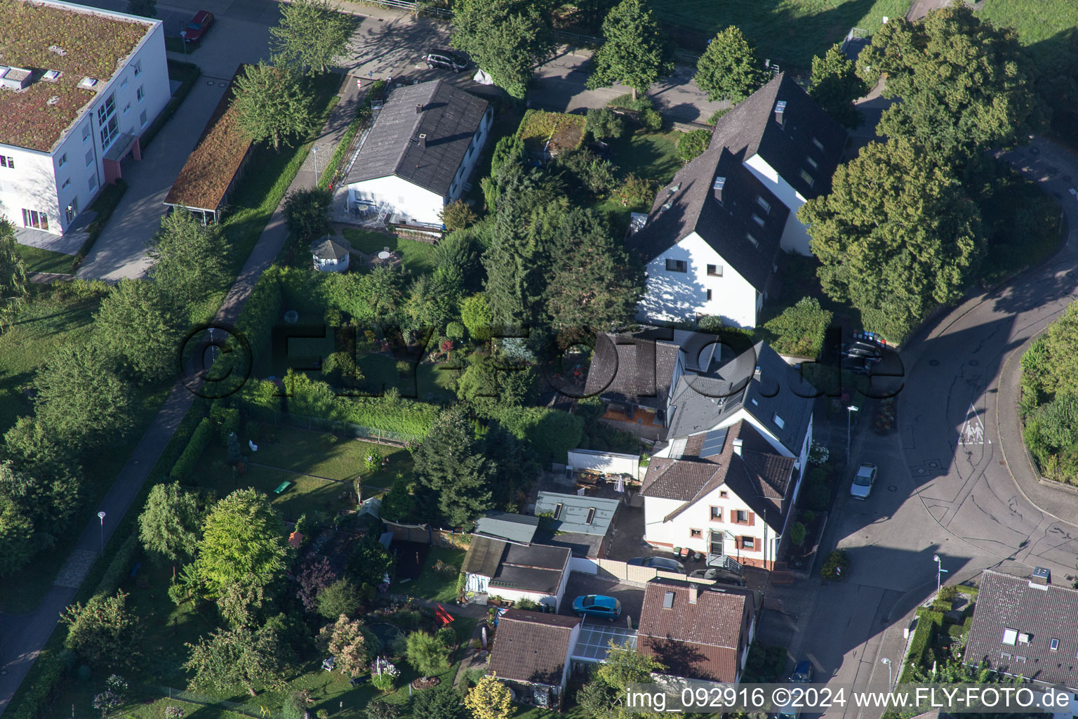 Oblique view of New way in the district Hohenwettersbach in Karlsruhe in the state Baden-Wuerttemberg, Germany