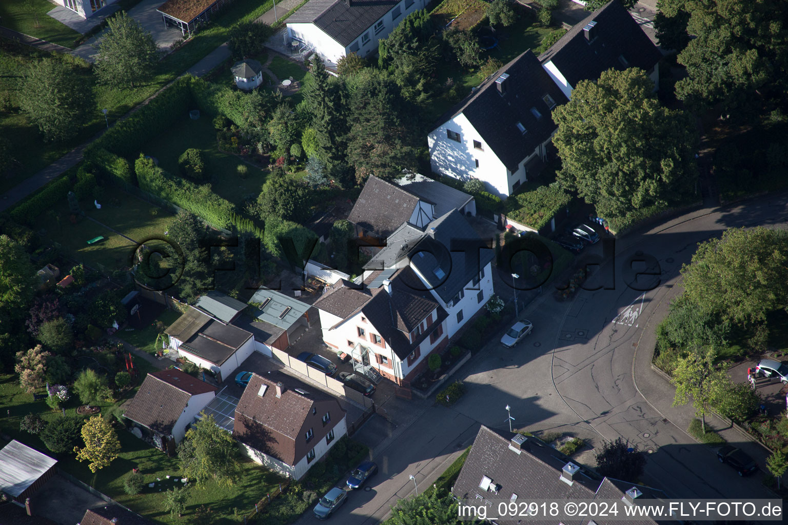 Bird's eye view of District Hohenwettersbach in Karlsruhe in the state Baden-Wuerttemberg, Germany