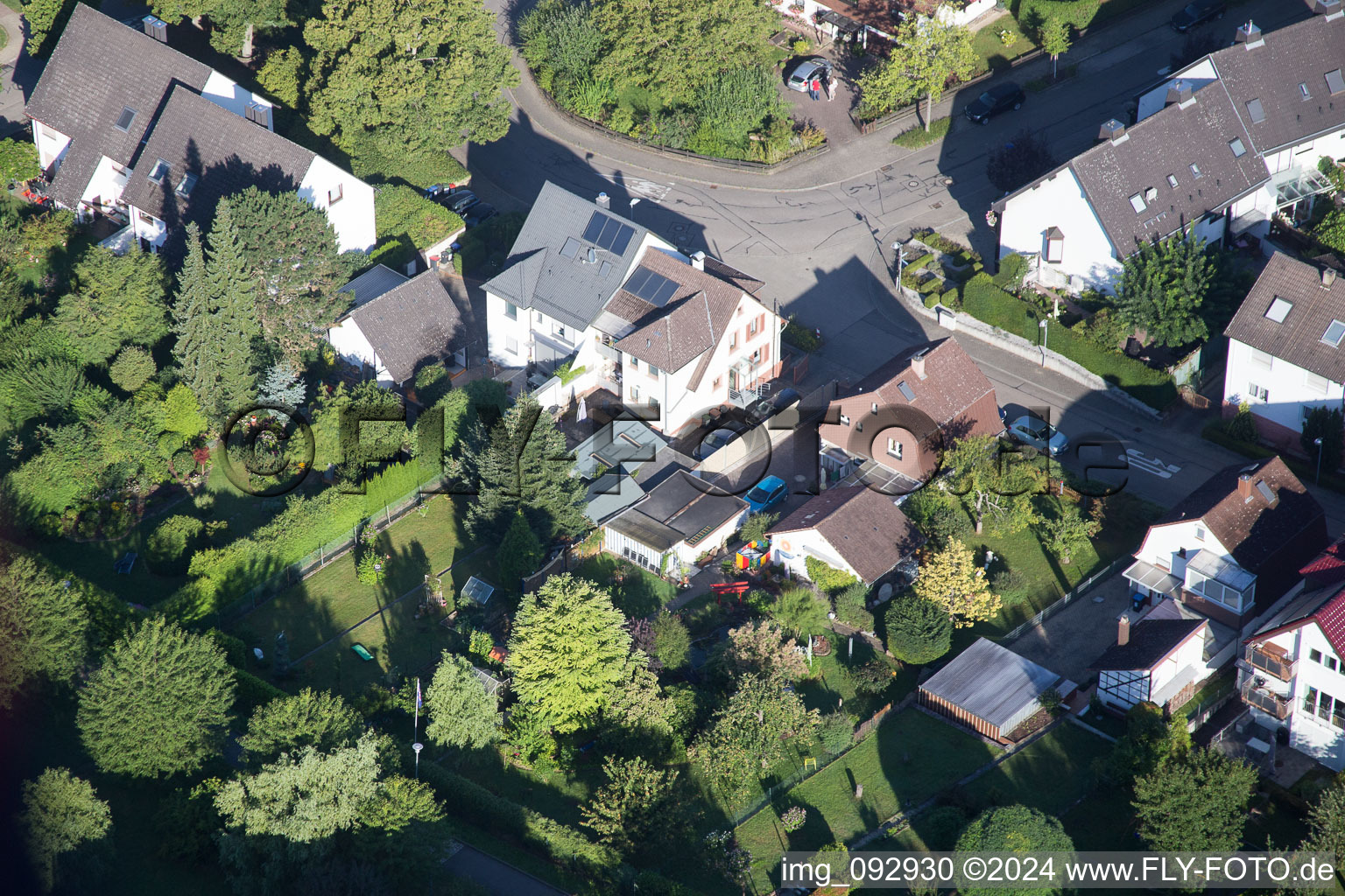 New way in the district Hohenwettersbach in Karlsruhe in the state Baden-Wuerttemberg, Germany seen from above