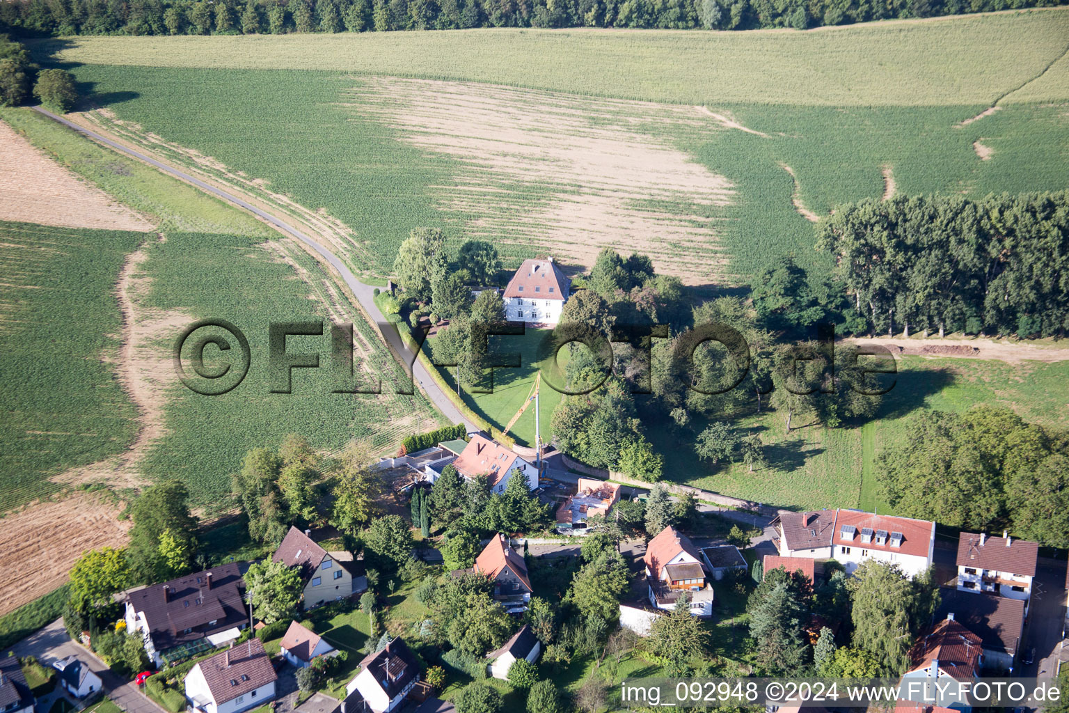 District Hohenwettersbach in Karlsruhe in the state Baden-Wuerttemberg, Germany out of the air