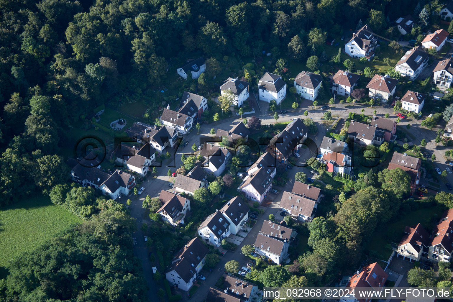 District Wolfartsweier in Karlsruhe in the state Baden-Wuerttemberg, Germany from the plane