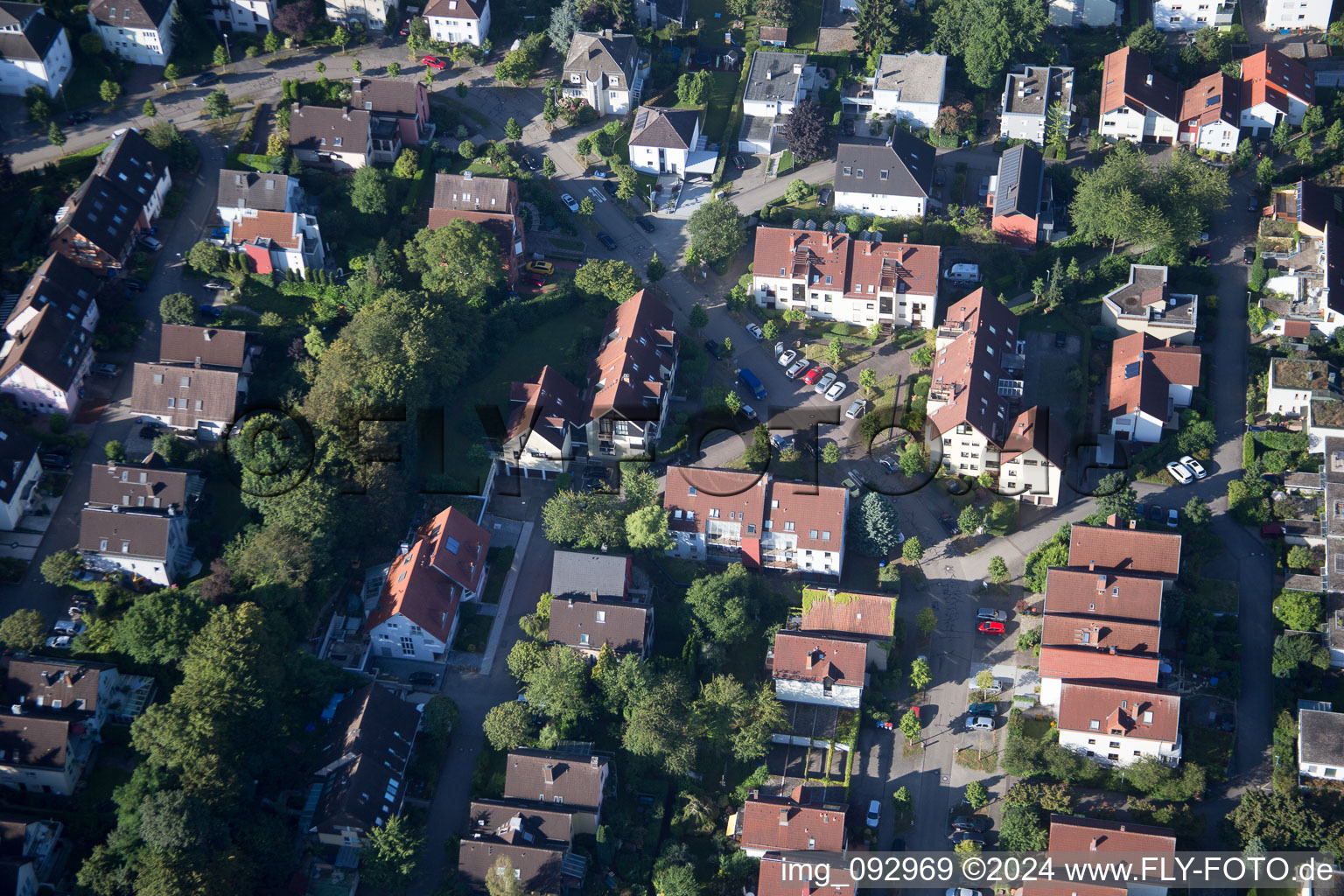 Bird's eye view of District Wolfartsweier in Karlsruhe in the state Baden-Wuerttemberg, Germany