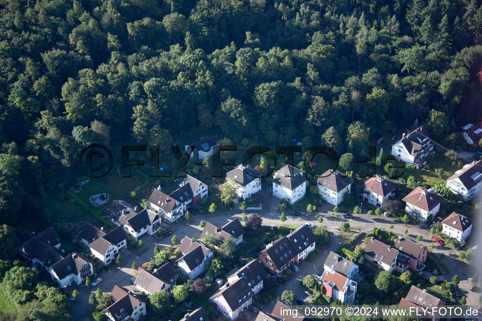 District Wolfartsweier in Karlsruhe in the state Baden-Wuerttemberg, Germany viewn from the air