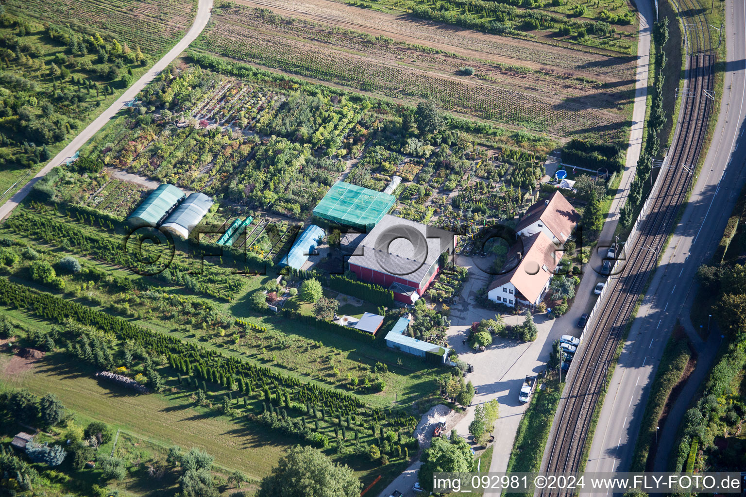 Aerial view of District Durlach in Karlsruhe in the state Baden-Wuerttemberg, Germany