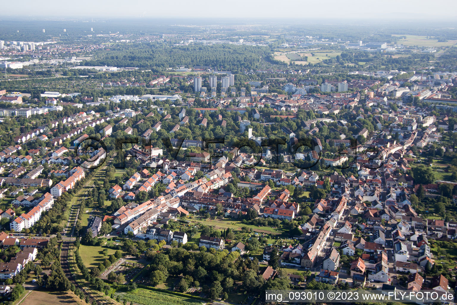 Aerial photograpy of Ouch in the district Durlach in Karlsruhe in the state Baden-Wuerttemberg, Germany