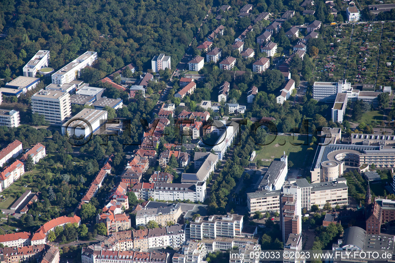 District Oststadt in Karlsruhe in the state Baden-Wuerttemberg, Germany out of the air