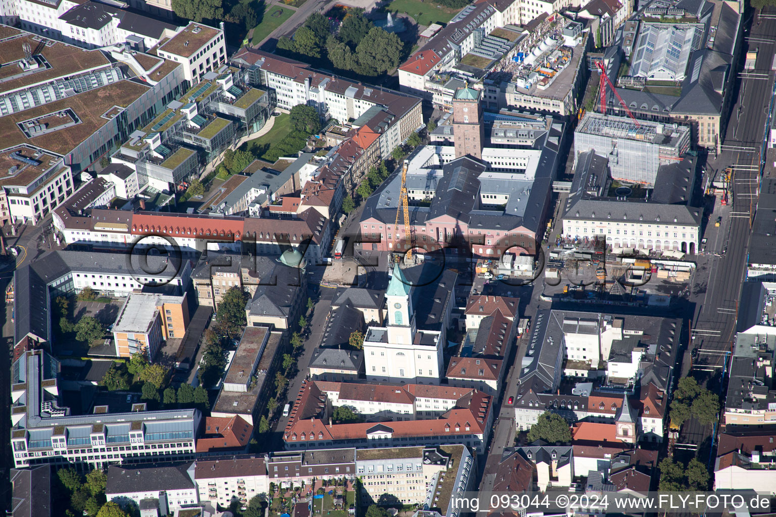 Town hall on the market square in the district Innenstadt-West in Karlsruhe in the state Baden-Wuerttemberg, Germany