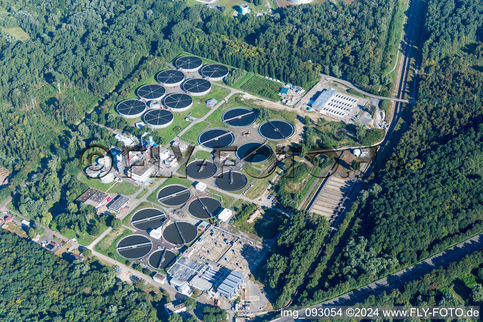 Aerial view of District Neureut in Karlsruhe in the state Baden-Wuerttemberg, Germany