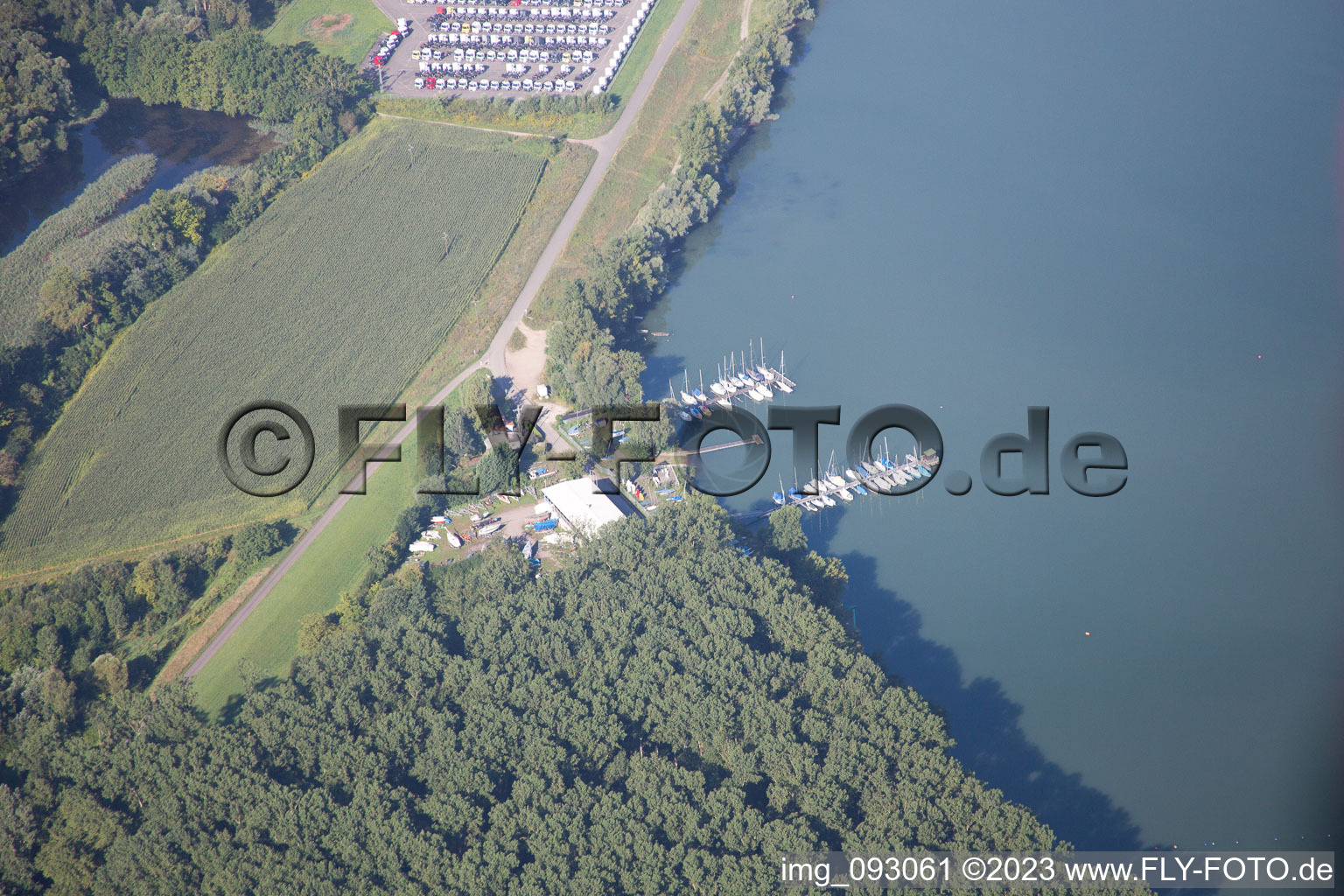 Aerial view of Sailing club in the district Maximiliansau in Wörth am Rhein in the state Rhineland-Palatinate, Germany