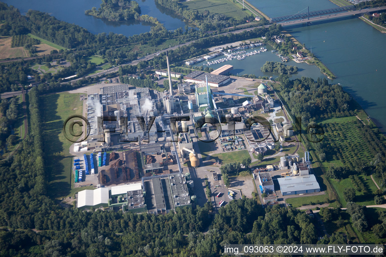 Drone recording of District Knielingen in Karlsruhe in the state Baden-Wuerttemberg, Germany