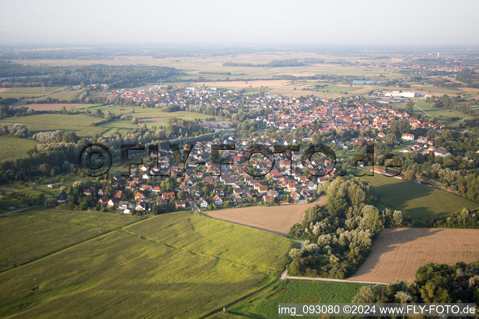 Beinheim in the state Bas-Rhin, France from the plane