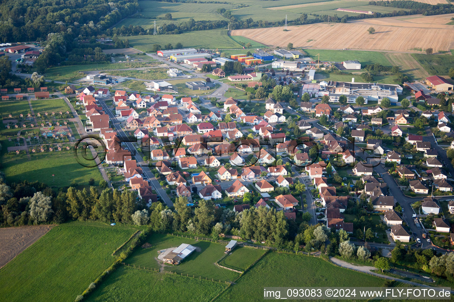 Beinheim in the state Bas-Rhin, France viewn from the air