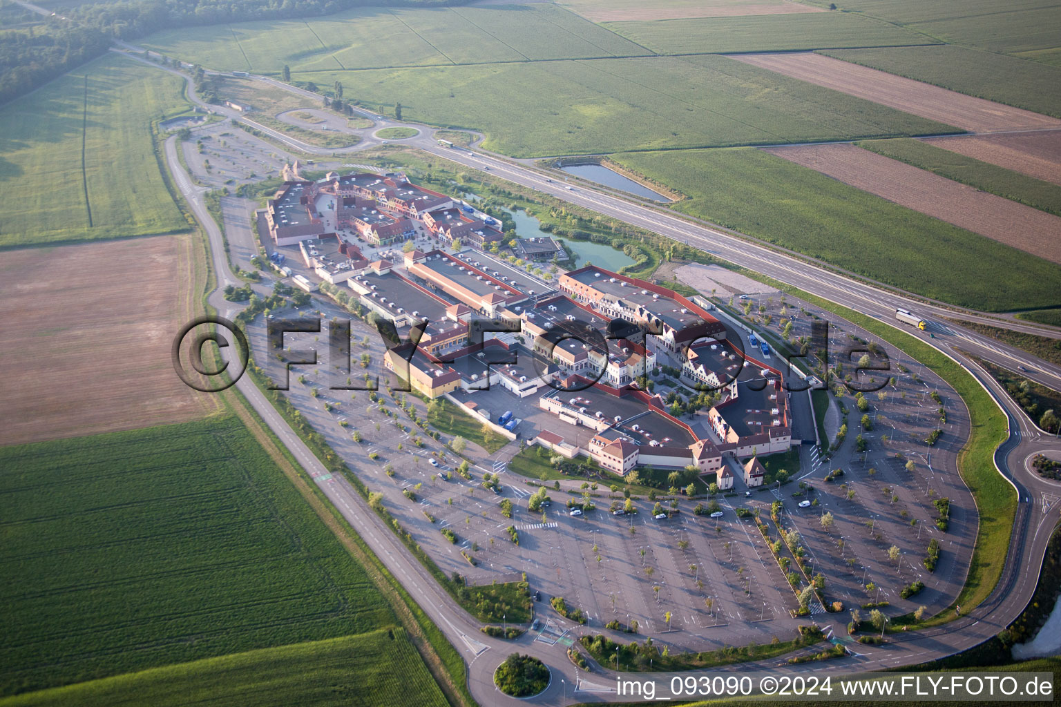 Aerial view of Roppenheim in the state Bas-Rhin, France