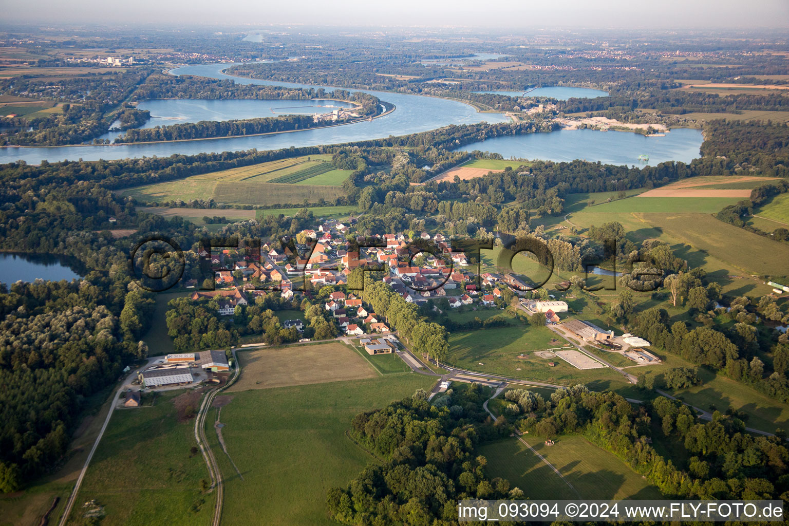 Fort-Louis in the state Bas-Rhin, France seen from a drone