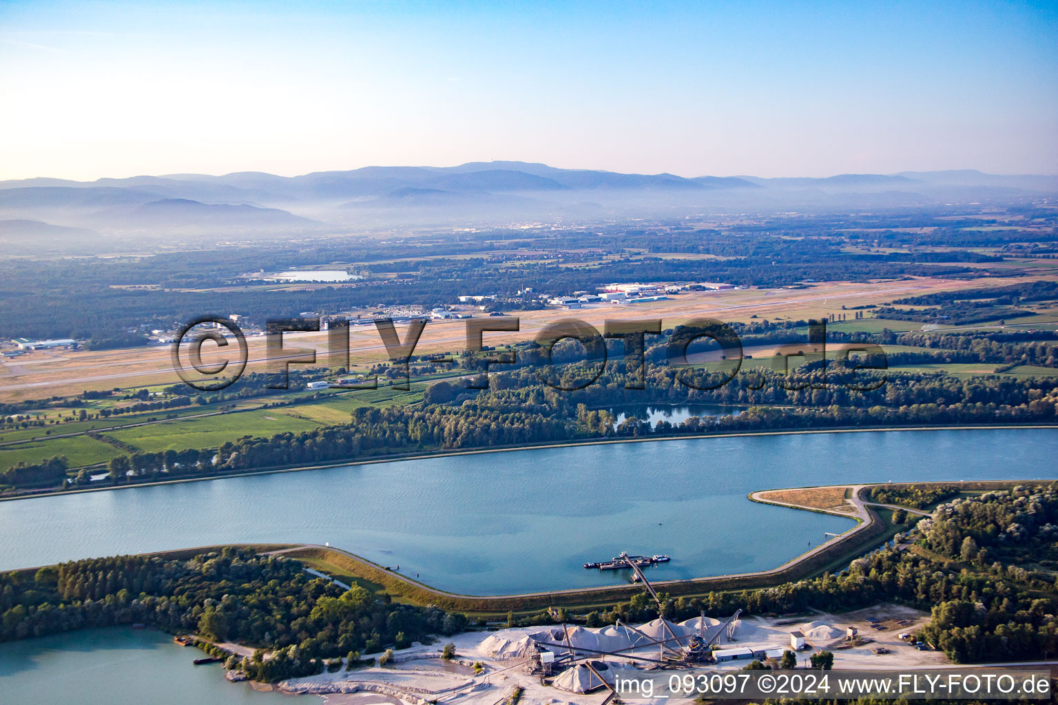 Aerial view of Baden Airport in the district Söllingen in Rheinmünster in the state Baden-Wuerttemberg, Germany