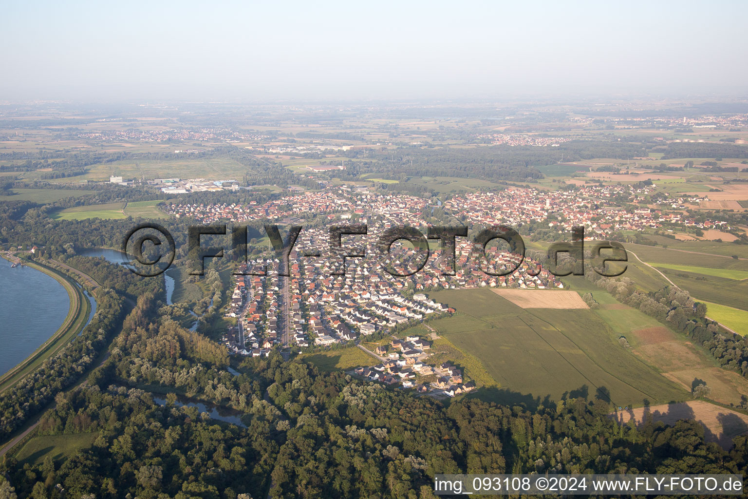 Drusenheim in the state Bas-Rhin, France out of the air