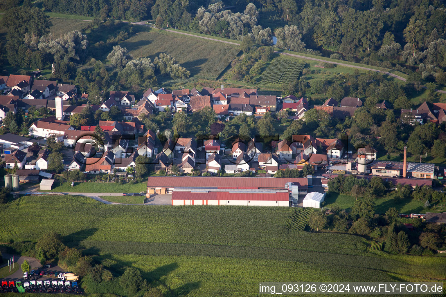 Aerial view of District Helmlingen in Rheinau in the state Baden-Wuerttemberg, Germany