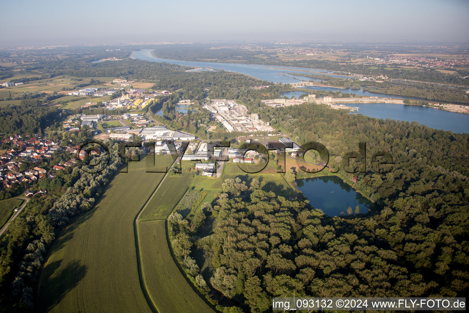 Aerial photograpy of District Freistett in Rheinau in the state Baden-Wuerttemberg, Germany