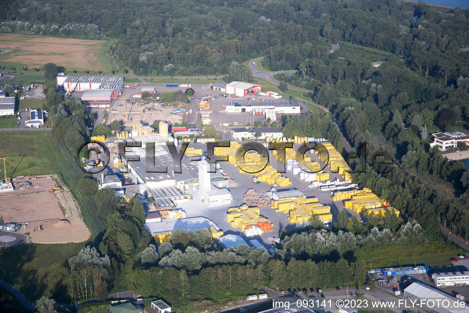 District Freistett in Rheinau in the state Baden-Wuerttemberg, Germany viewn from the air