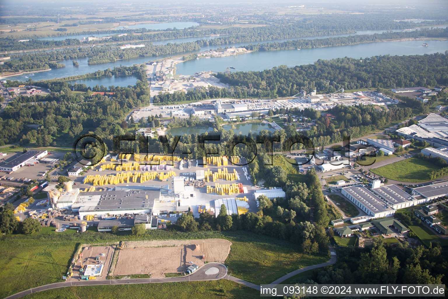 Aerial photograpy of Xella Germany in the district Freistett in Rheinau in the state Baden-Wuerttemberg, Germany