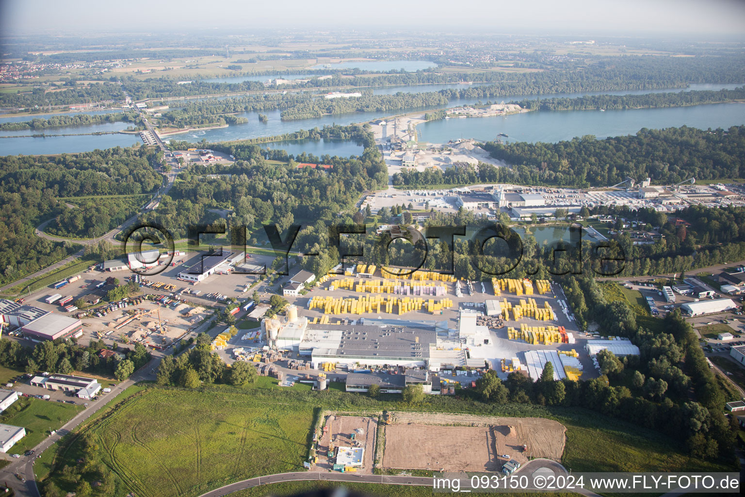 Oblique view of Xella Germany in the district Freistett in Rheinau in the state Baden-Wuerttemberg, Germany