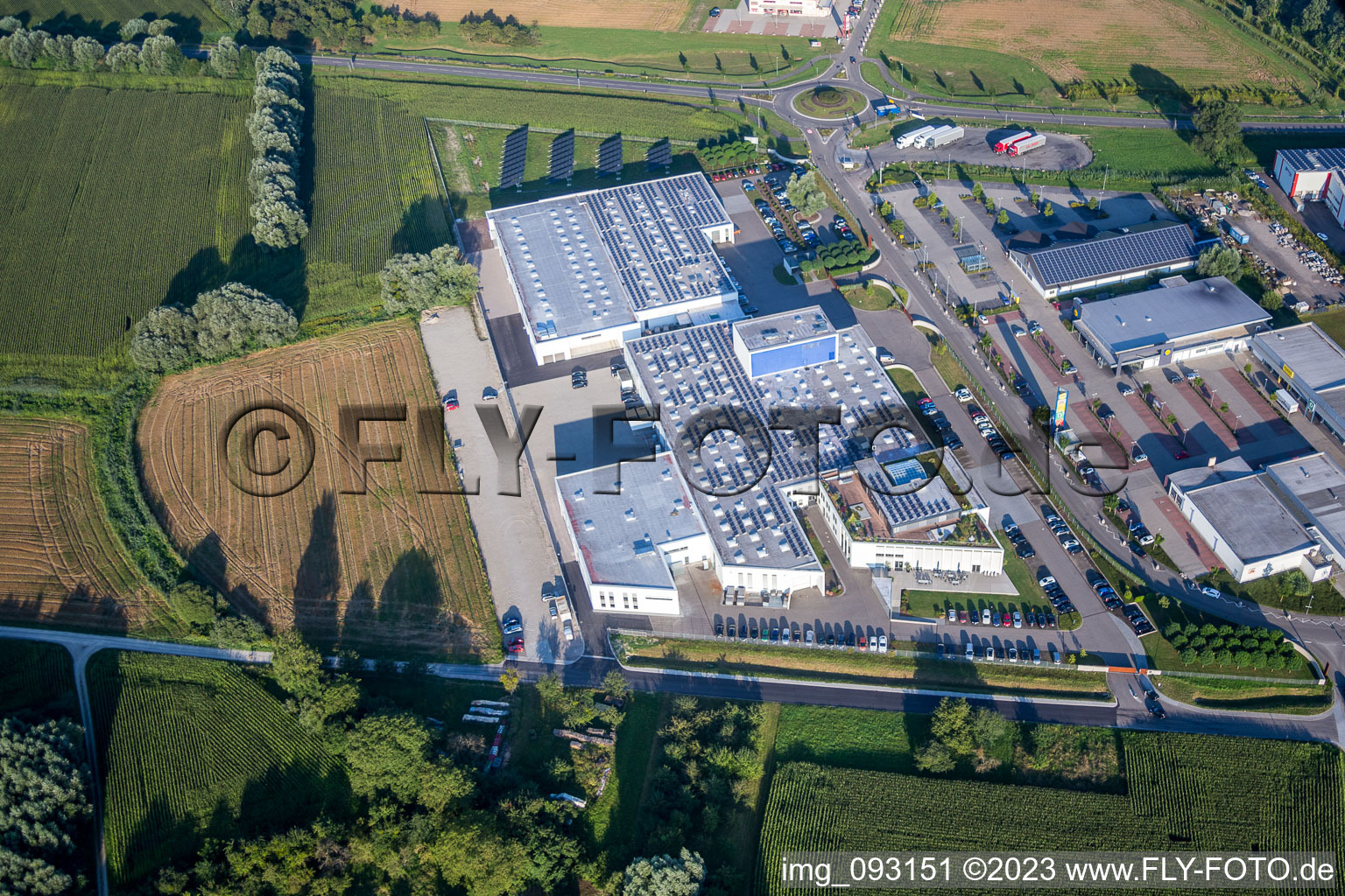 Building complex and grounds of the logistics center of ZIMMER Group in the district Freistett in Rheinau in the state Baden-Wurttemberg, Germany