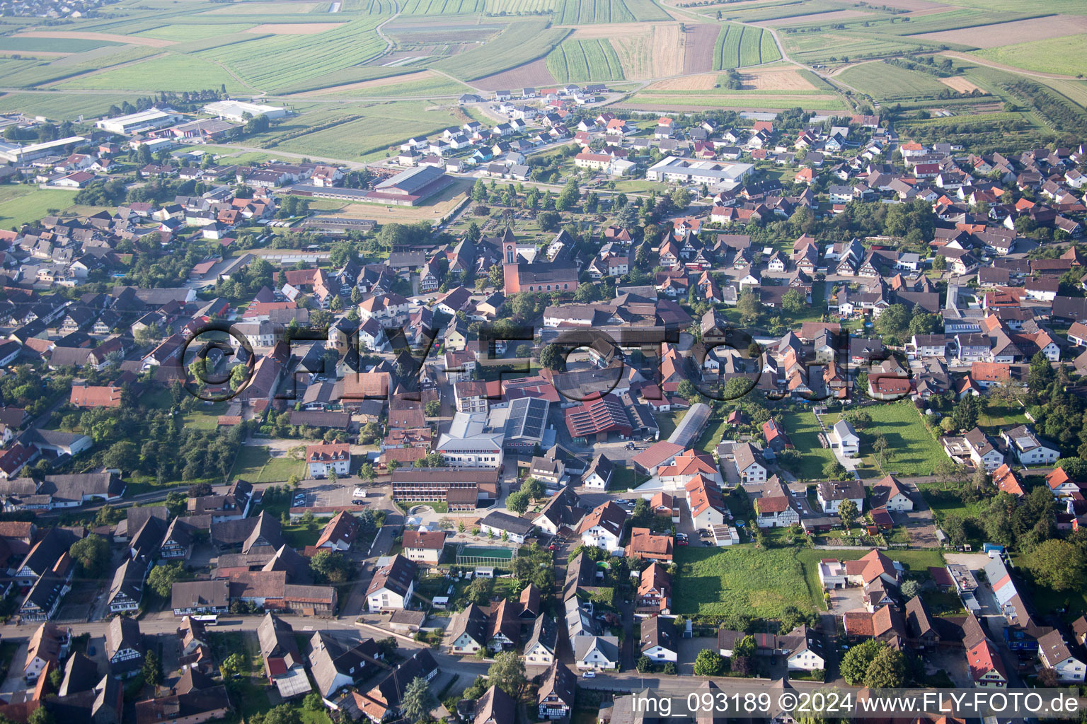 Aerial photograpy of Altenheim in the state Baden-Wuerttemberg, Germany