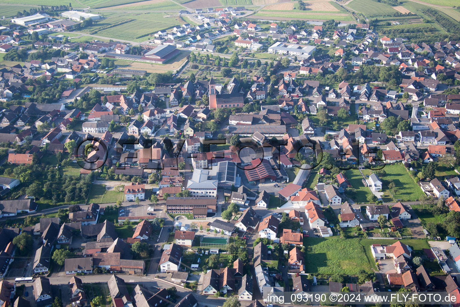 Oblique view of Altenheim in the state Baden-Wuerttemberg, Germany