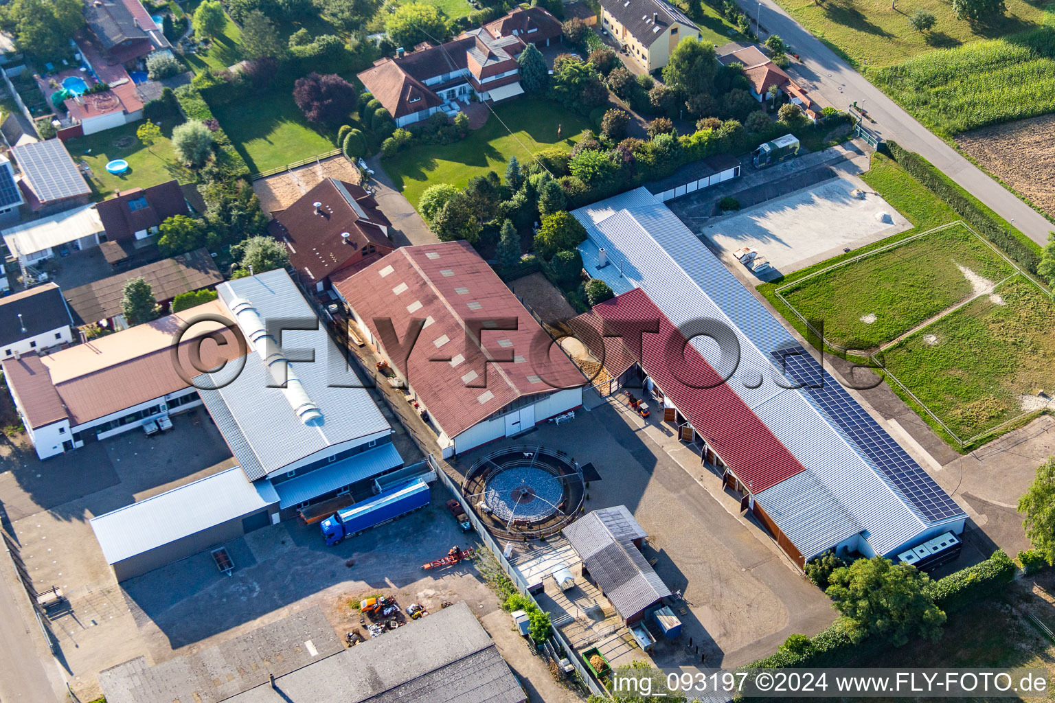 Aerial view of District Ichenheim in Neuried in the state Baden-Wuerttemberg, Germany