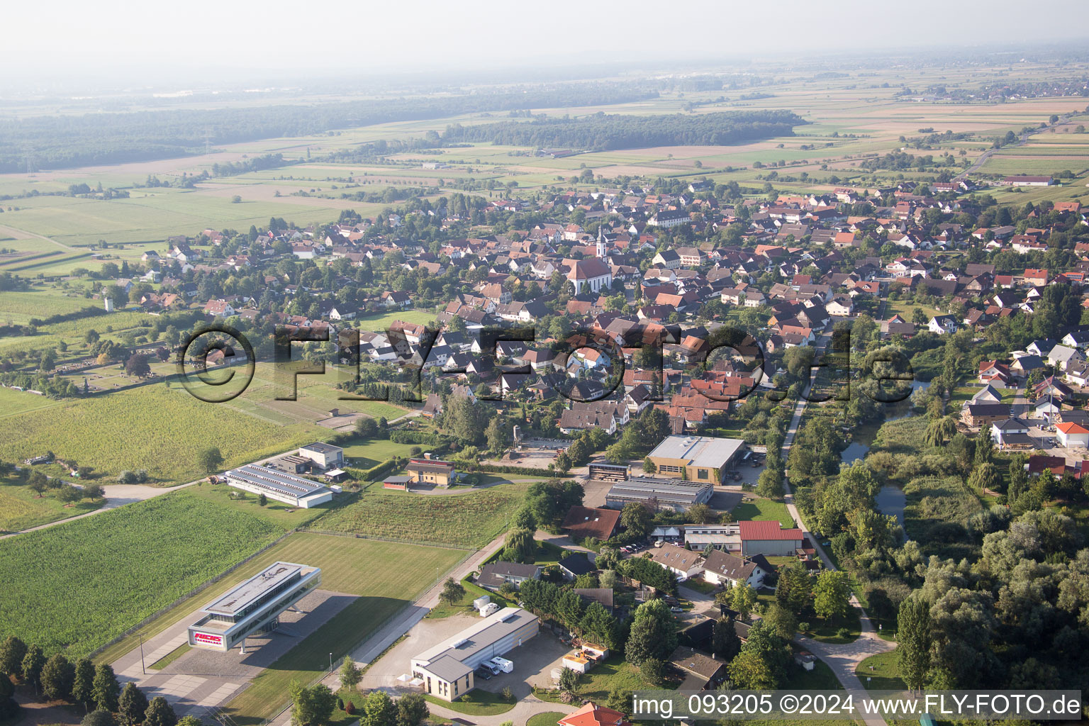 Aerial view of Meißenheim in the state Baden-Wuerttemberg, Germany