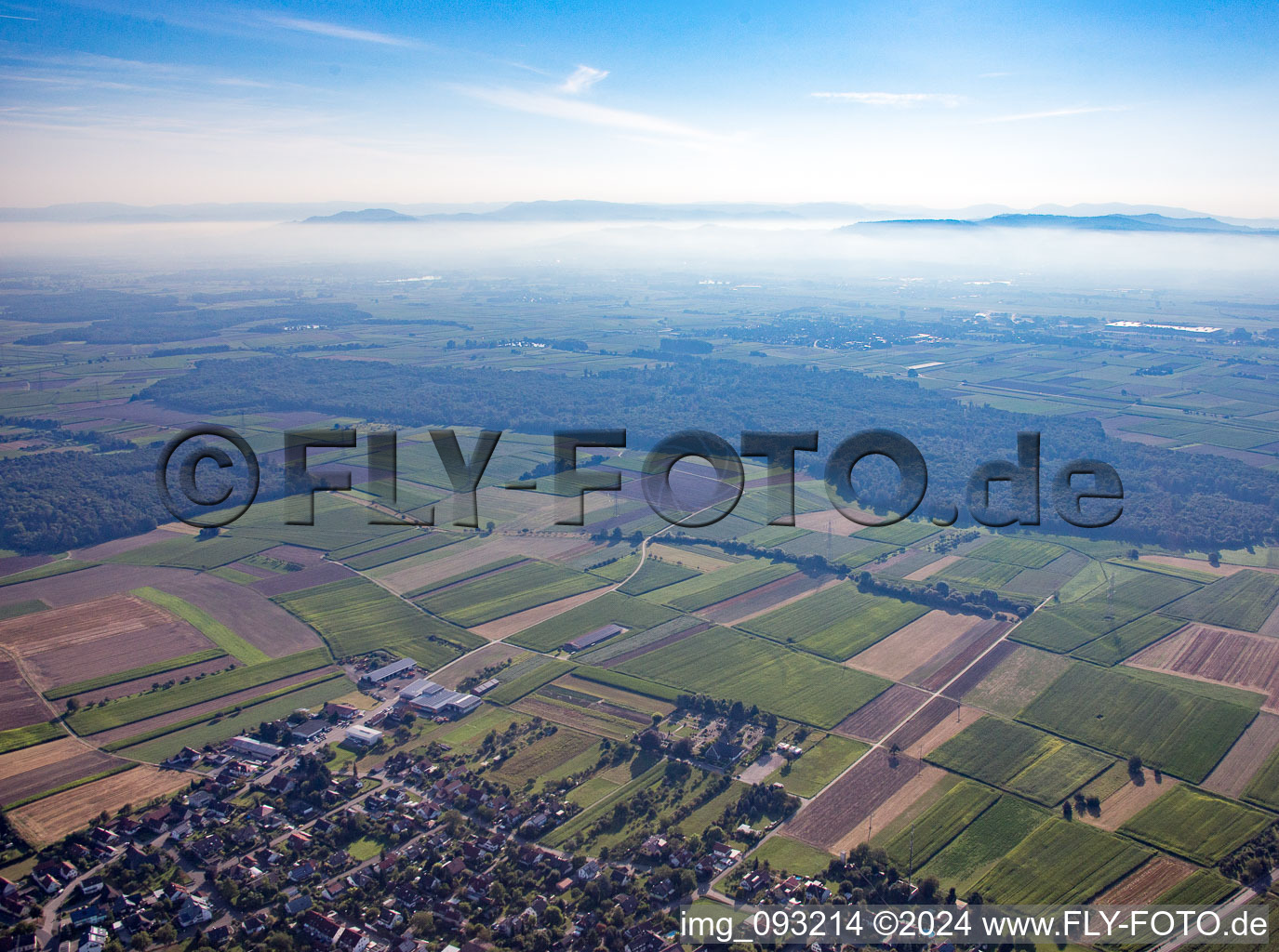 Aerial view of Schwanau in the state Baden-Wuerttemberg, Germany