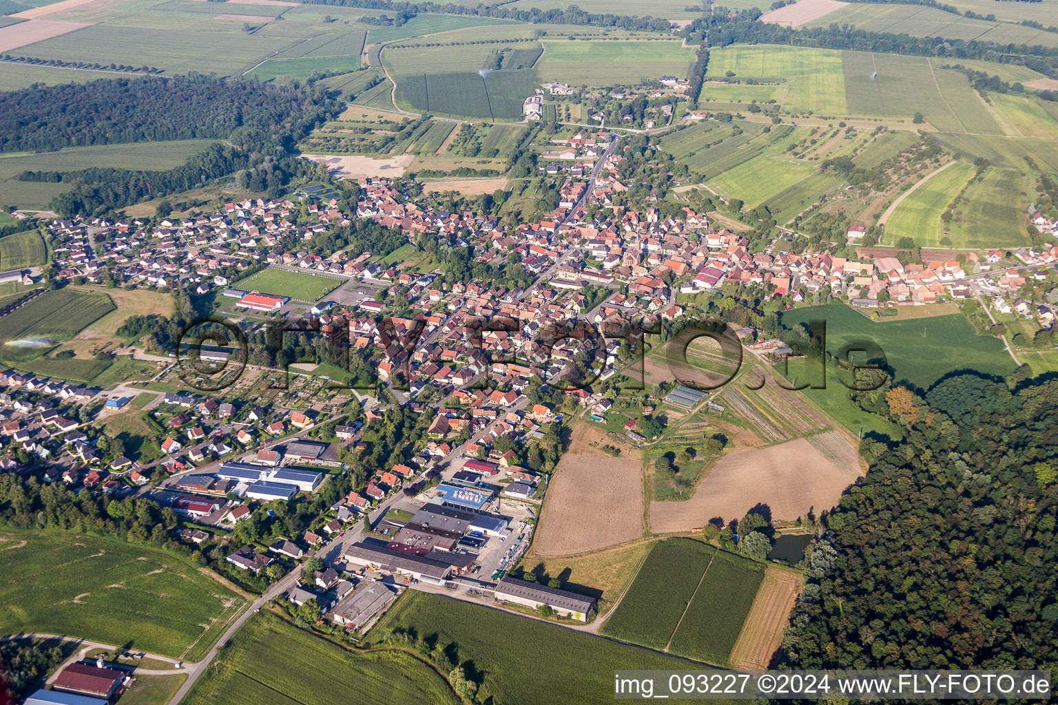 Town View of the streets and houses of the residential areas in Obenheim in Grand Est, France