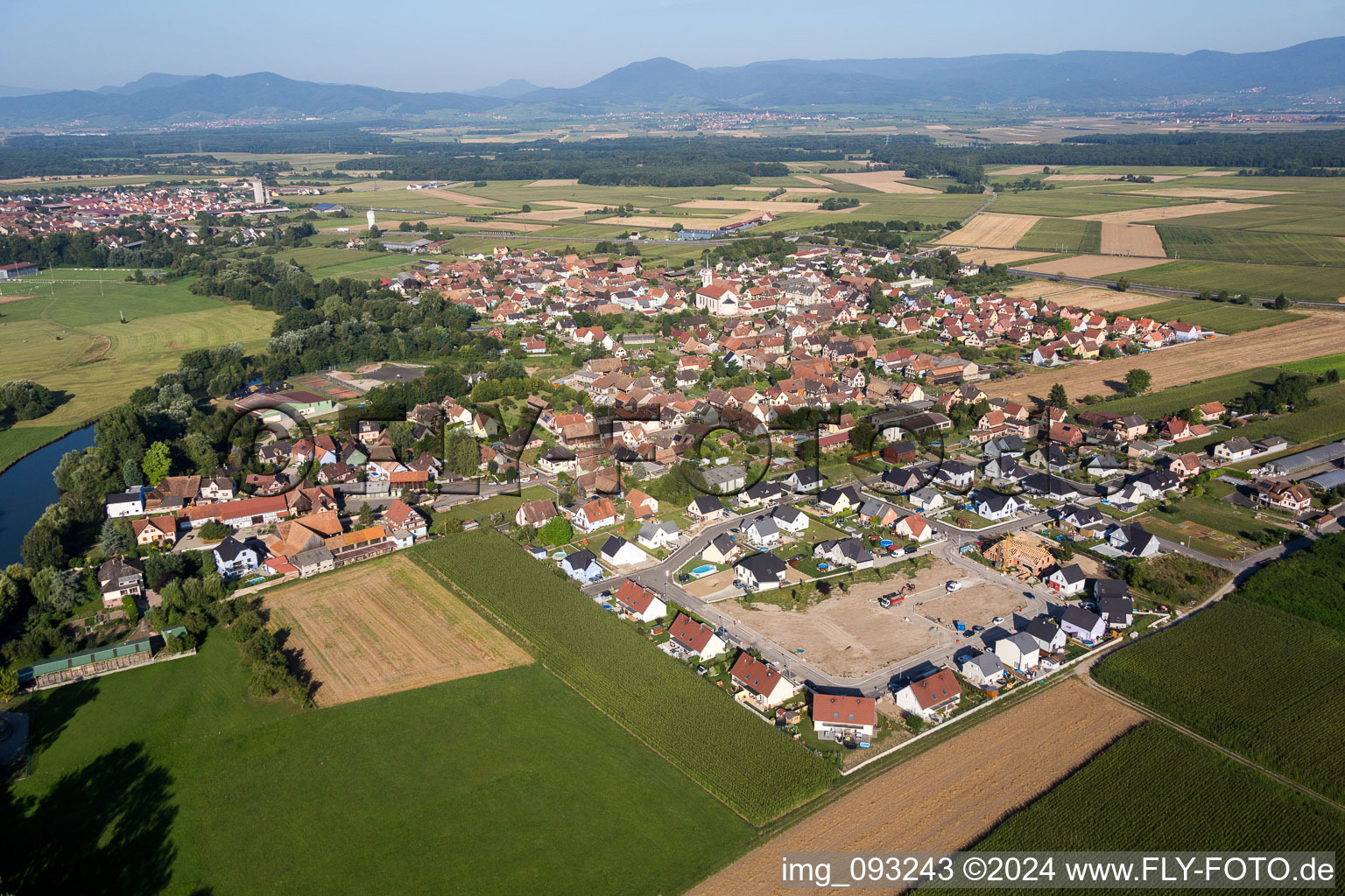 Construction sites for new construction residential area of detached housing estate rue of Celtes in Sermersheim in Grand Est, France