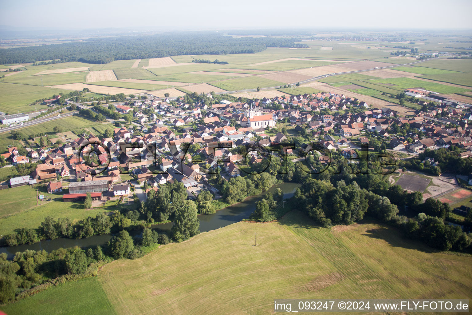 Oblique view of Sermersheim in the state Bas-Rhin, France