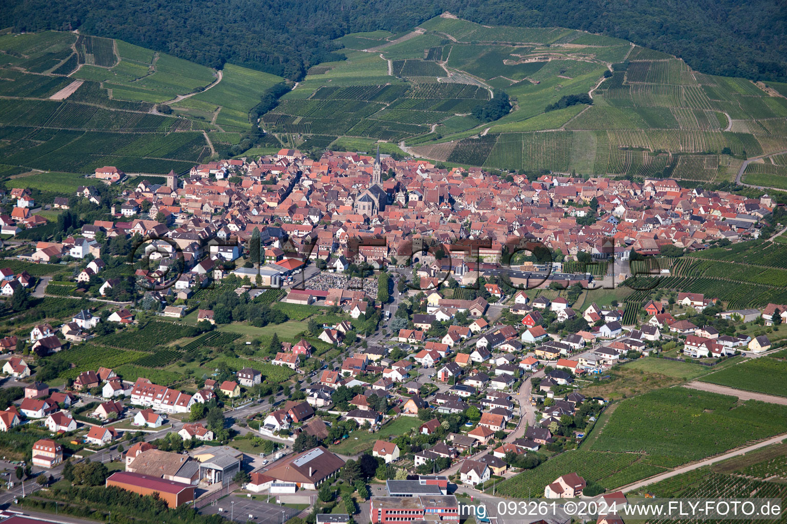 Aerial view of Village view in Dalhunden in Grand Est, France