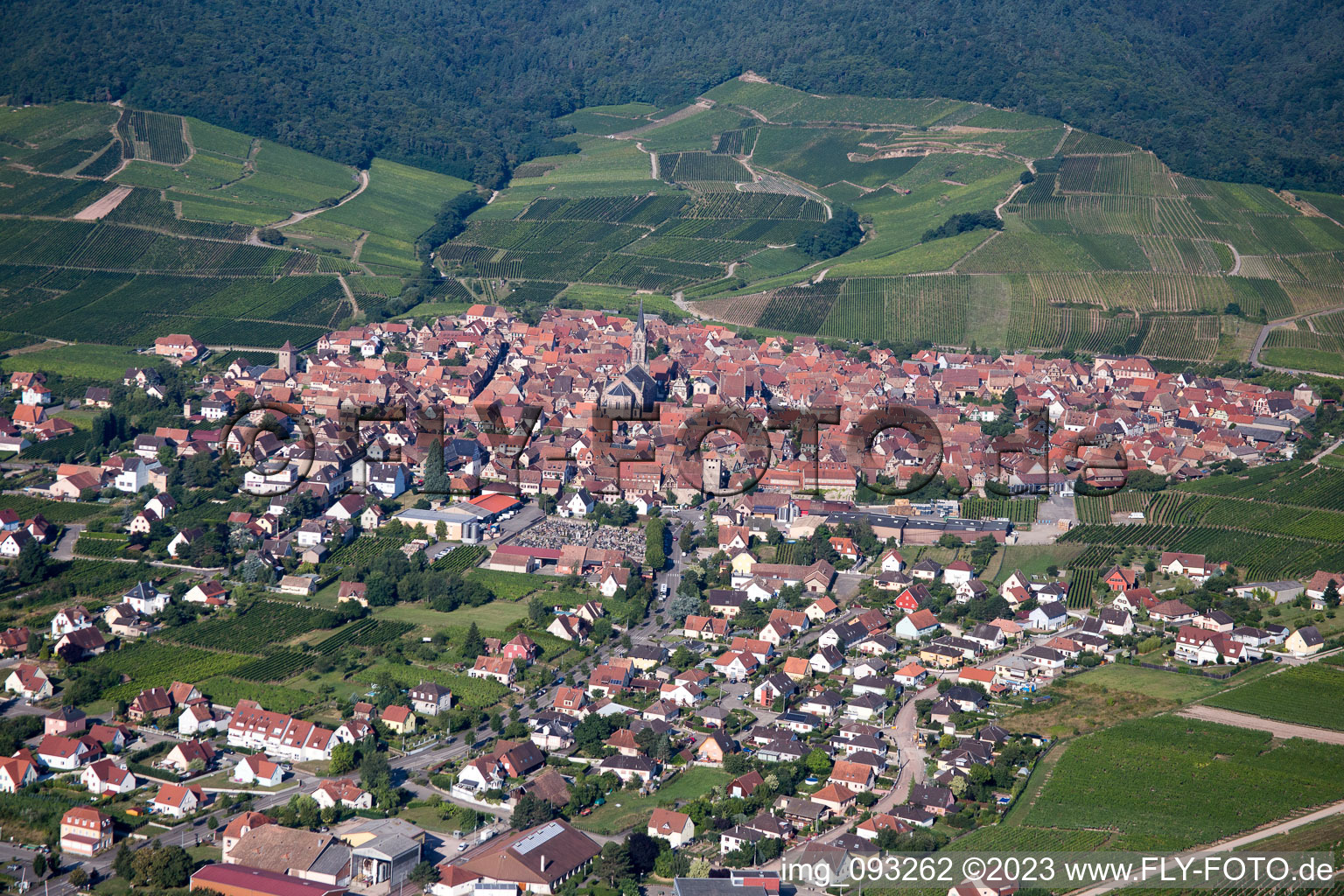 Aerial view of Dambach-la-Ville in the state Bas-Rhin, France
