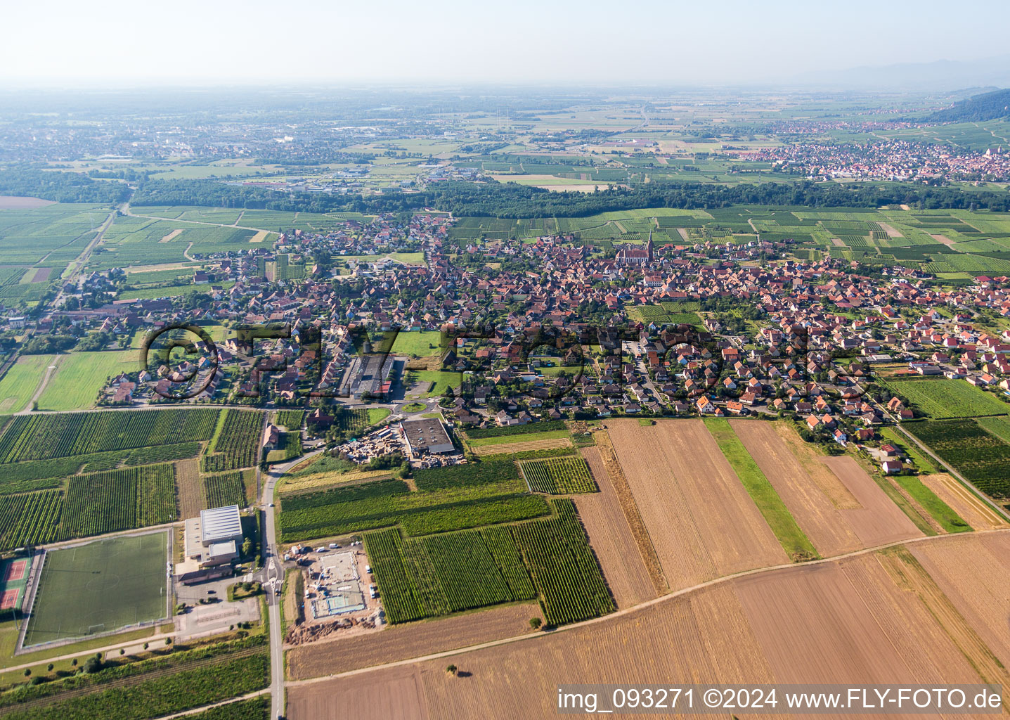 Town View of the streets and houses of the residential areas in Scherwiller in Grand Est, France