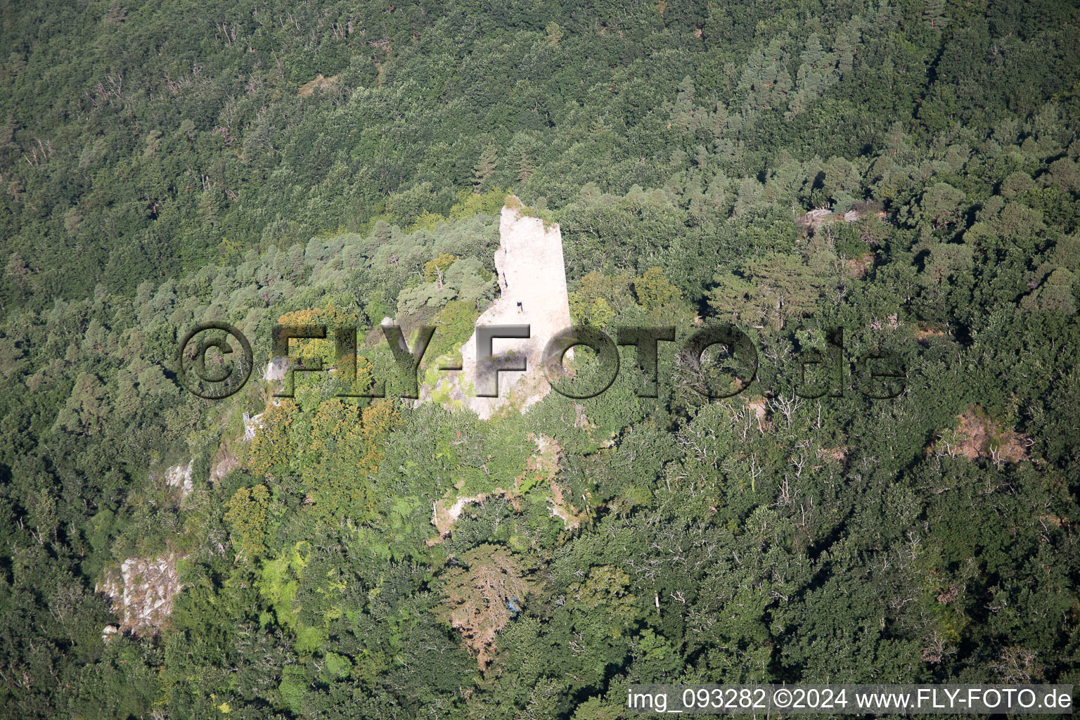 Oblique view of L'Ortenbourg in Scherwiller in the state Bas-Rhin, France