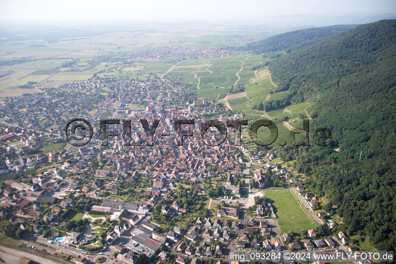 Aerial view of Châtenois in the state Bas-Rhin, France