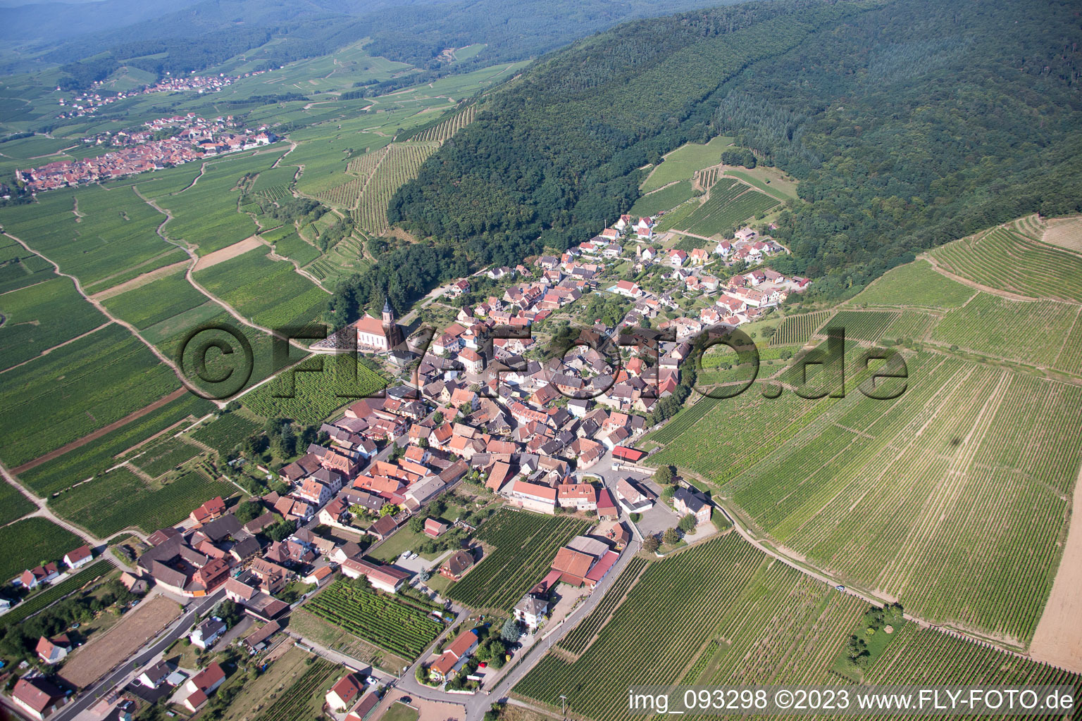 Aerial view of Orschwiller in the state Bas-Rhin, France