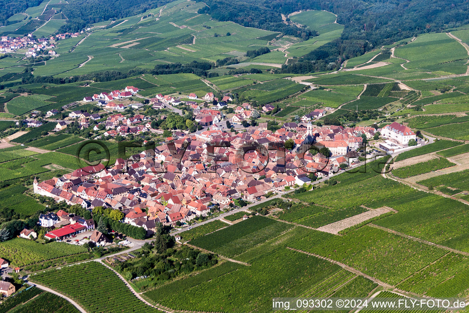 Village - view on the edge of wine yards in Saint-Hippolyte in Grand Est, France