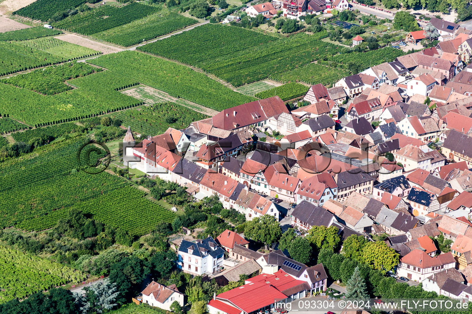 Tower building of the former historic city walls in Saint-Hippolyte in Grand Est, France