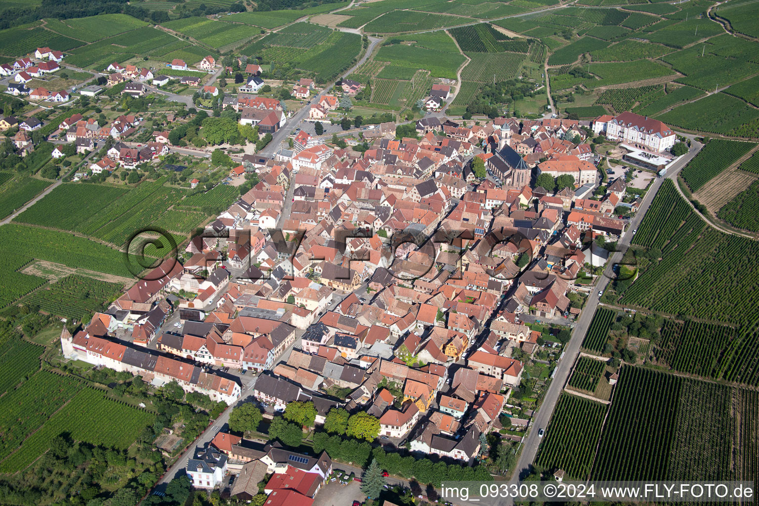 Aerial view of Saint-Hippolyte in the state Haut-Rhin, France