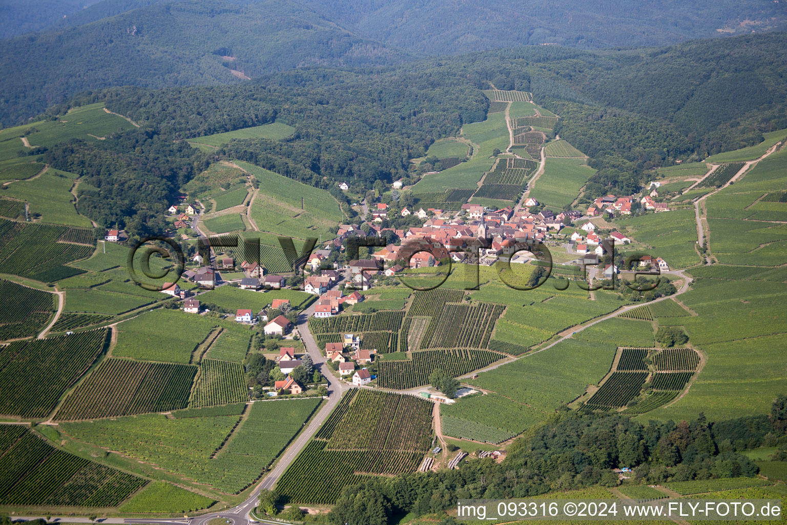 Aerial photograpy of Saint-Hippolyte in the state Haut-Rhin, France