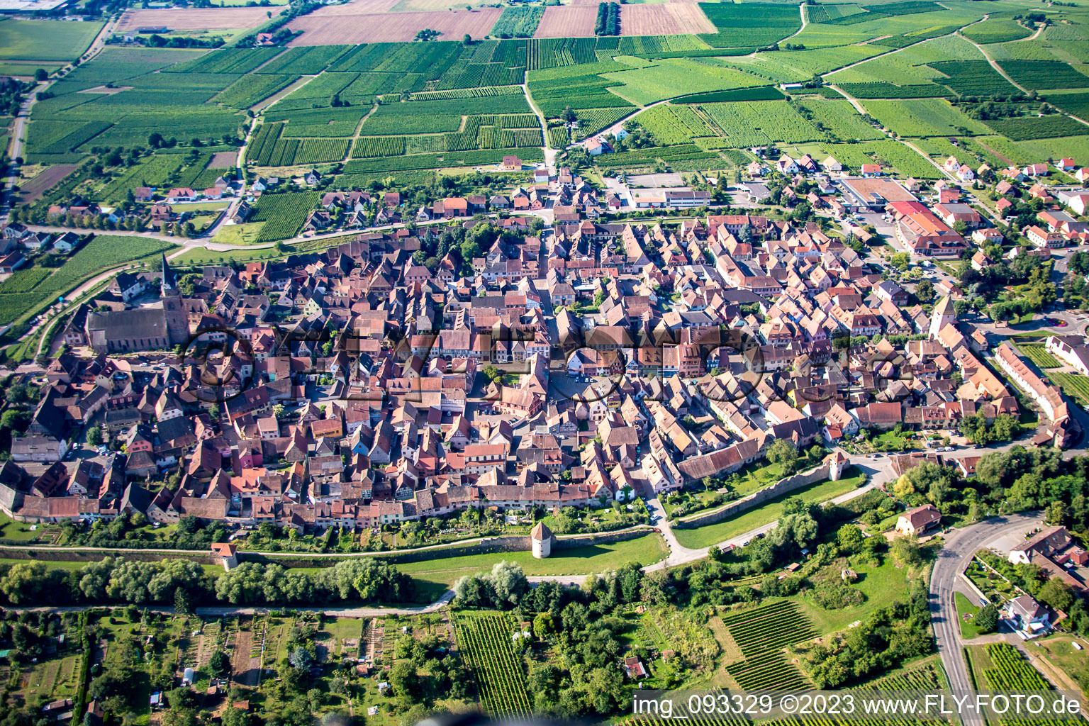Old Town area and city center of the medieval wine town Bergheim in Alsace-Champagne-Ardenne-Lorraine, France