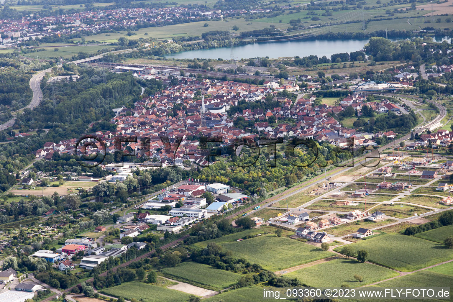 Aerial photograpy of New development area in Wörth am Rhein in the state Rhineland-Palatinate, Germany