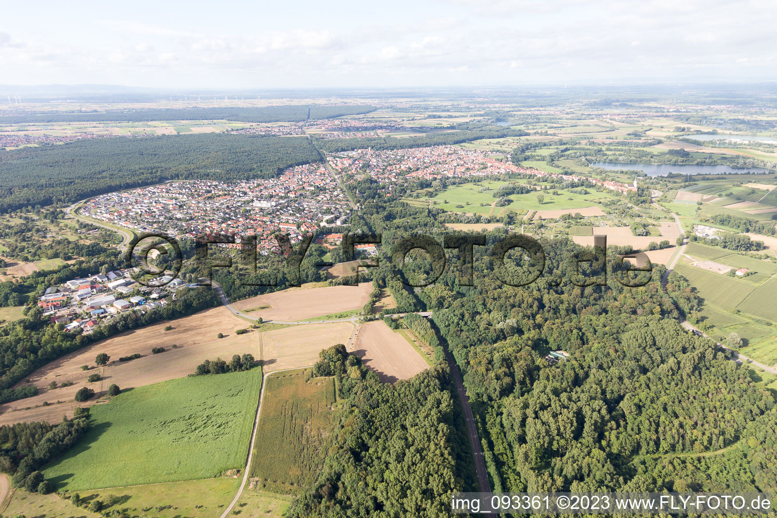 Jockgrim in the state Rhineland-Palatinate, Germany from a drone