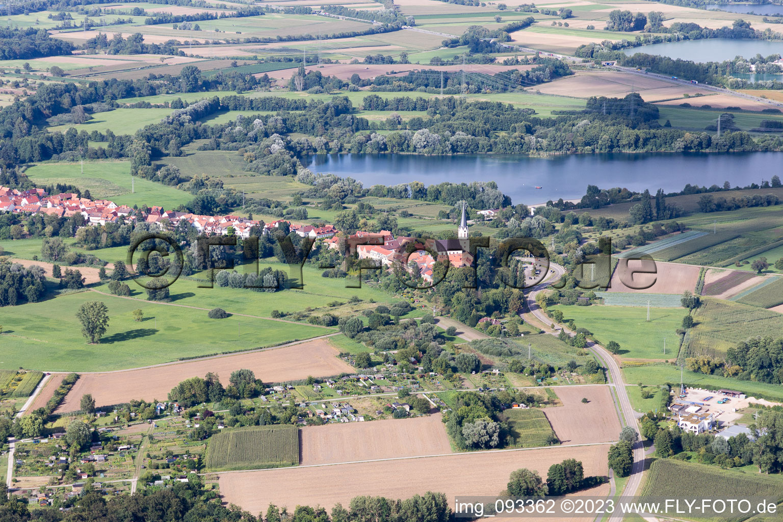 Jockgrim in the state Rhineland-Palatinate, Germany seen from a drone