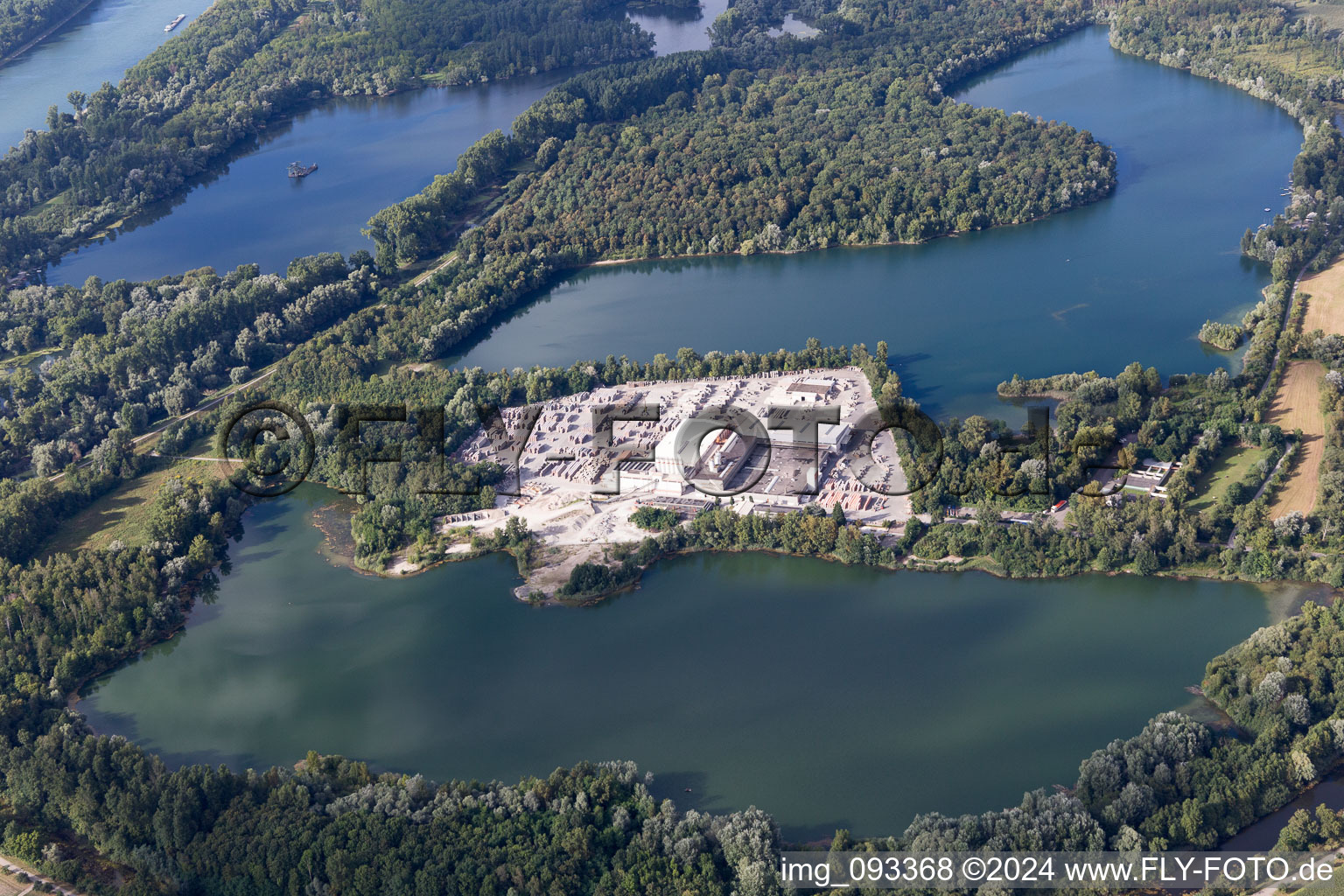 Drone recording of District Eggenstein in Eggenstein-Leopoldshafen in the state Baden-Wuerttemberg, Germany